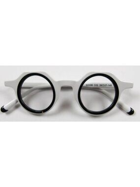 Round White & Black Eyeglass Frames G2286 C02 39-27-145 Lightweight Plastic New